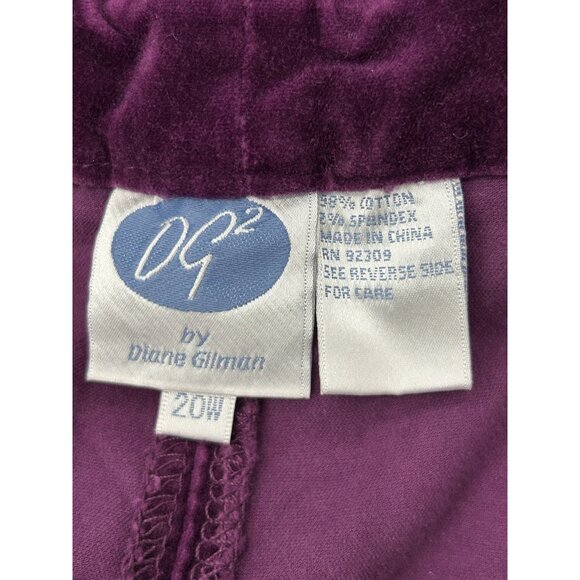 DG2 by Diane Gilman Flat Front Velvet Pants Purple Plus Size 20W Classic NWT - Picture 5 of 10